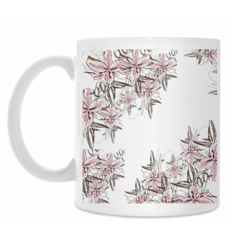 Кружка с принтом Лилии