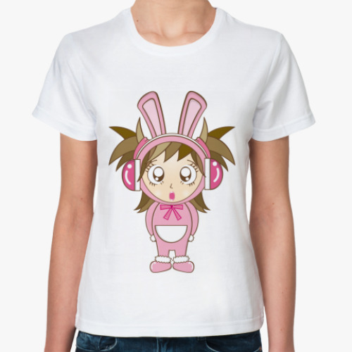 Классическая футболка с принтом Девочка