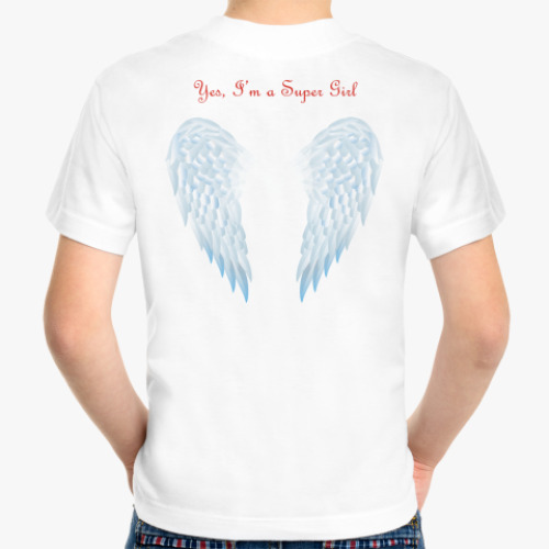 Детская футболка Yes, I'm a Super Girl. Крылья