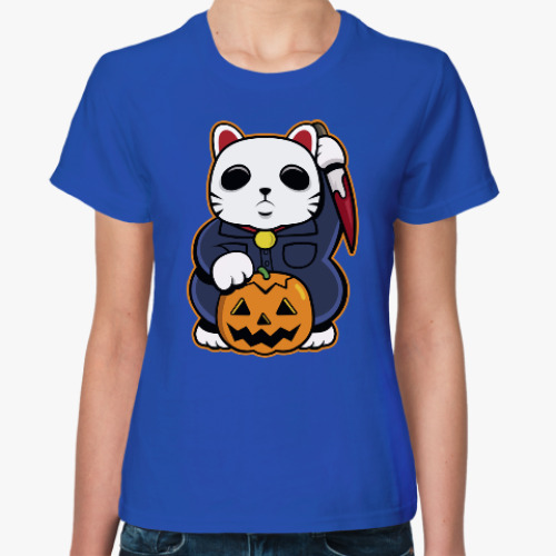 Женская футболка Halloween Maneki Neko и тыква