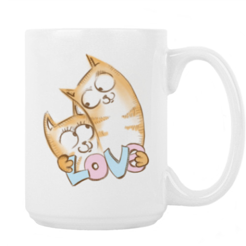 Кружка с принтом Коты любовь