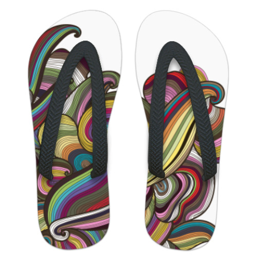Шлепанцы (сланцы) с принтом Абстрактные волны радуга