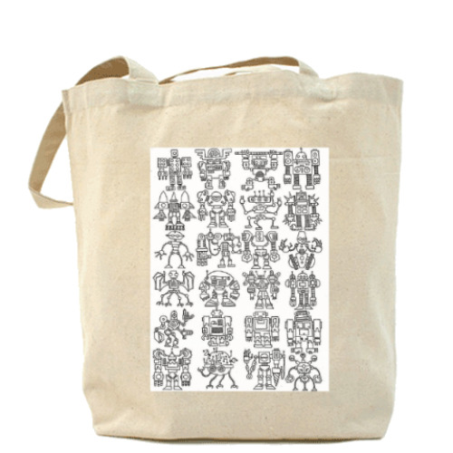 Сумка шоппер с принтом Паттерн-Боты