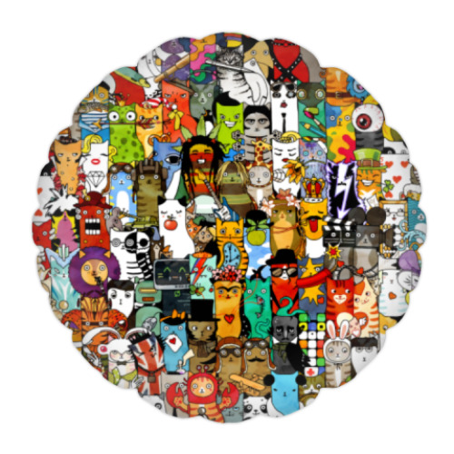 Подушка Смешной коллаж — коты и кошки