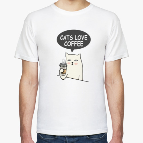 Футболка CATS LOVE COFFEE КОТ КОФЕ