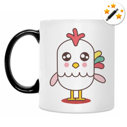 Кружка-хамелеон с принтом год Петуха