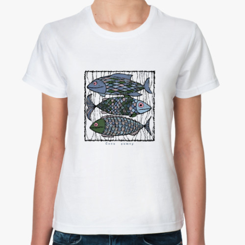 Классическая футболка с принтом Секи фишку