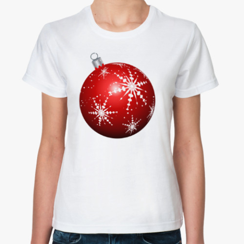 Классическая футболка с принтом Елочная Игрушка