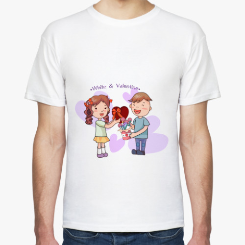 Футболка с принтом Девочка и мальчик
