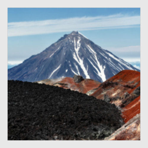 Постер Вулканы, летний пейзаж полуострова Камчатка