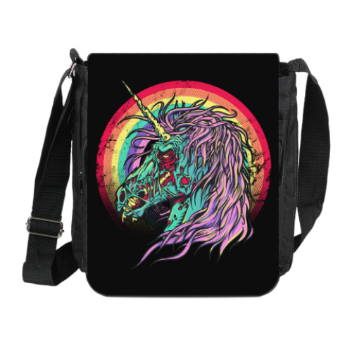 Сумка на плечо (мини-планшет) с принтом Зомби единорог