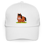 Кепка / бейсболка, белая (печать) Лошадка на лугу