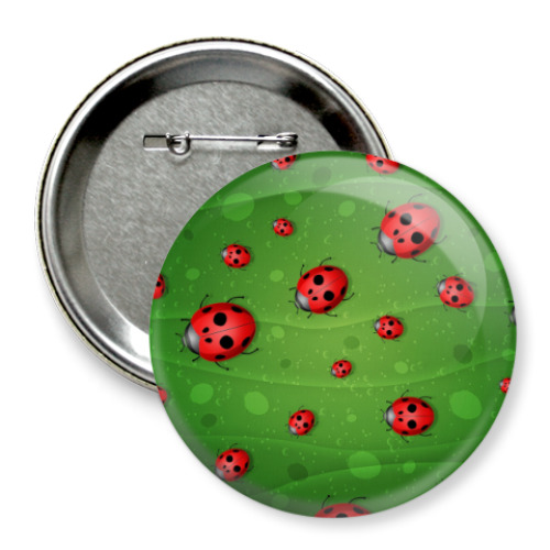 Значок 75мм с принтом Божьи коровки