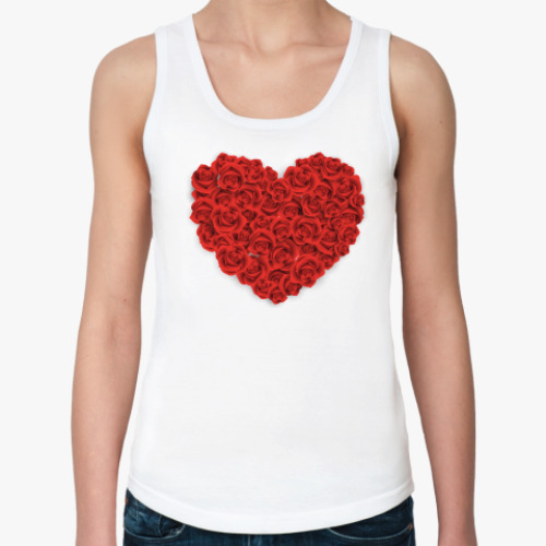 Женская майка с принтом  Сердце из роз