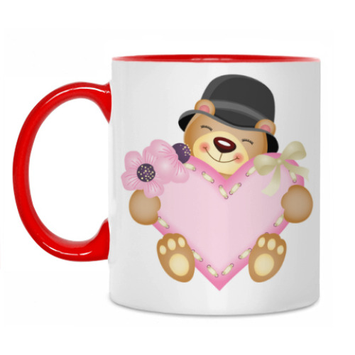 Кружка с принтом Мишка с сердцем