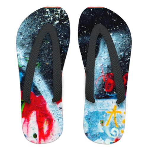 Шлепанцы (сланцы) с принтом Graffiti boom