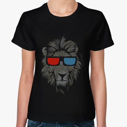 Женская футболка Лев в очках