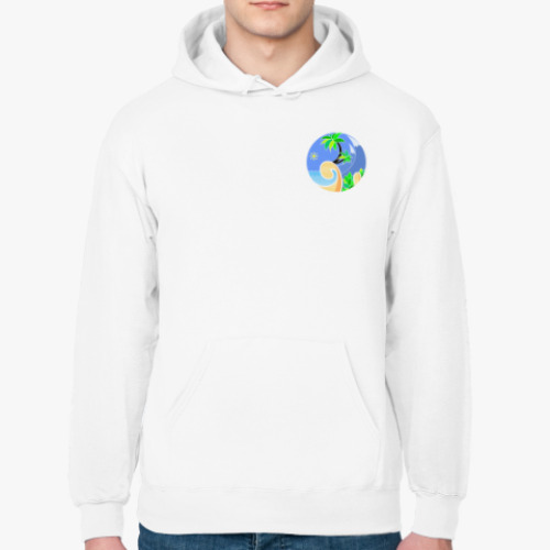 Толстовка худи с принтом Тропический пейзаж в круге