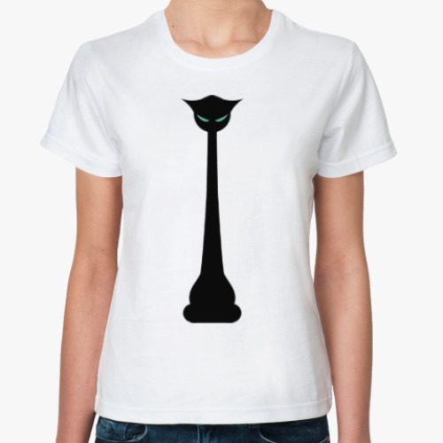 Классическая футболка с принтом Черный кот