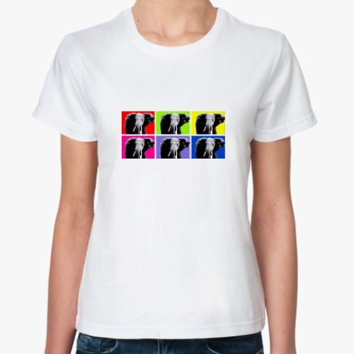 Классическая футболка с принтом ПОП-АРТ СЛОНЫ