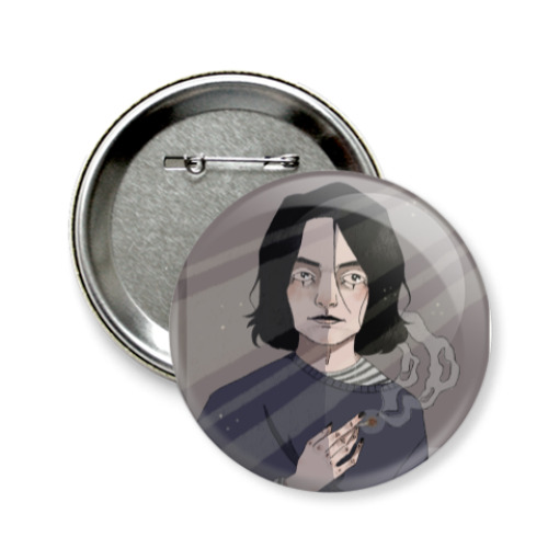 Значок 58мм с принтом Дождь за окном