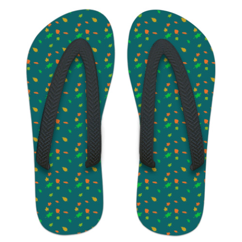 Шлепанцы (сланцы) с принтом Осенние листья