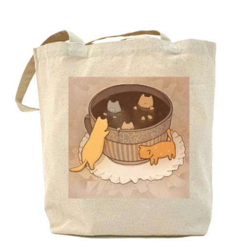 Сумка шоппер кофейные коты