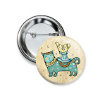 Значок 37 мм Кот и птичка