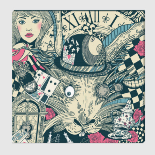 Холст с принтом Алиса в стране чудес