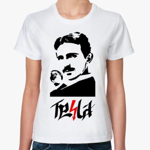 Классическая футболка с принтом Nikola Tesla