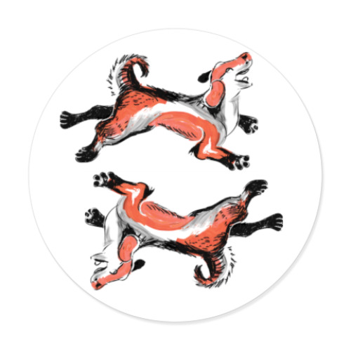 Виниловые наклейки с принтом Собака в японском стиле