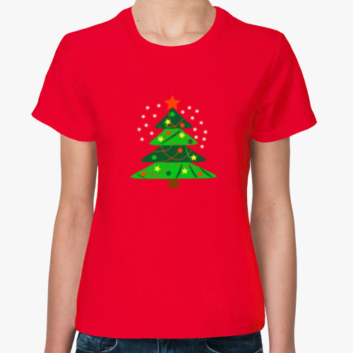 Женская футболка с принтом Новогодняя ёлка
