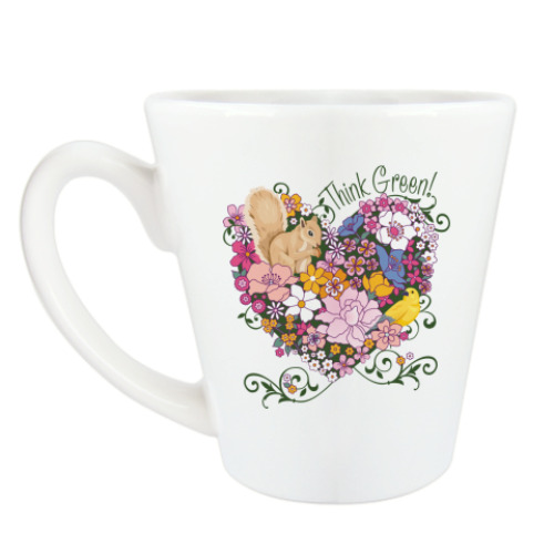 Чашка Латте с принтом Think Green