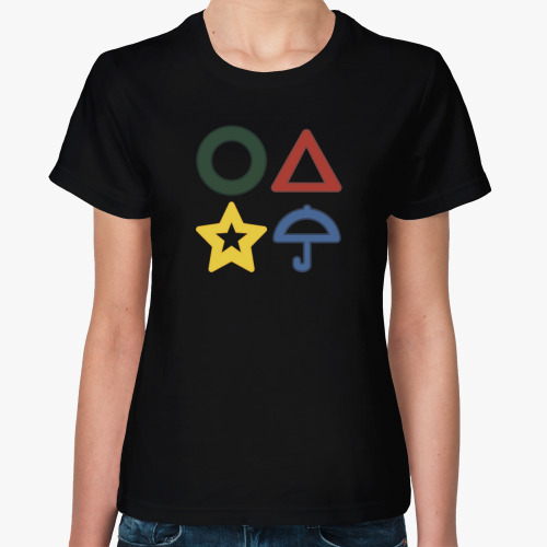 Женская футболка Игра в кальмара / фигурки