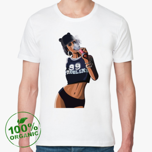 Футболка из органик-хлопка с принтом Девушка swag