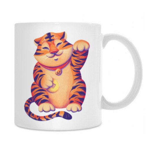 Кружка с принтом Тигр Maneki Neko
