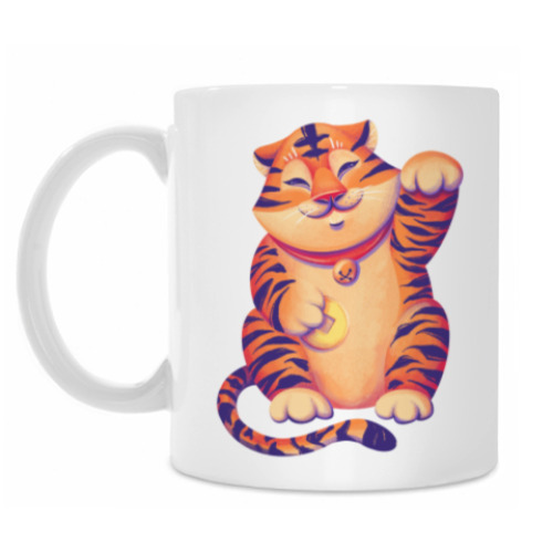 Кружка с принтом Тигр Maneki Neko