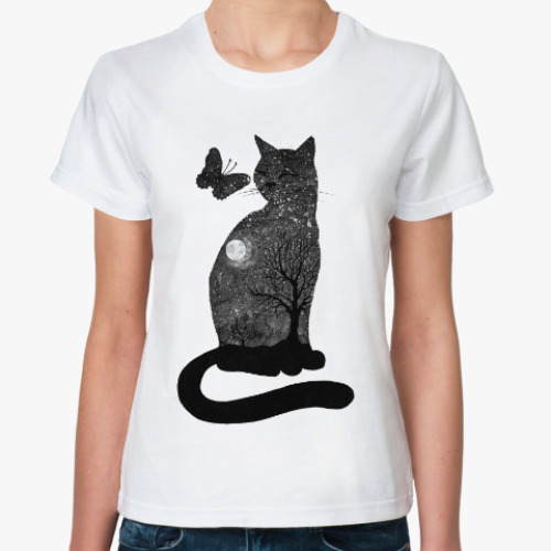 Классическая футболка Лунная кошка