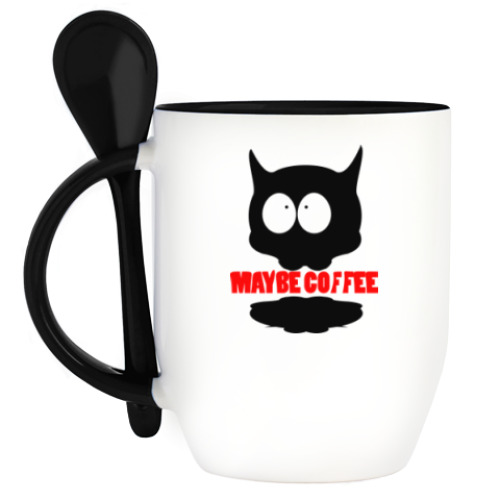Кружка с ложкой Cat 'i need coffee'