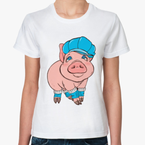 Классическая футболка Свинка в кепке