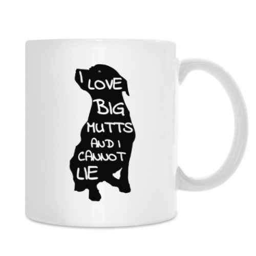 Кружка с принтом Я люблю больших собак