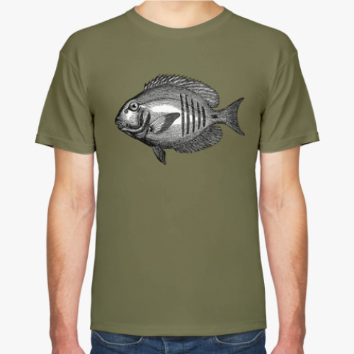Футболка с принтом Гравированная рыба
