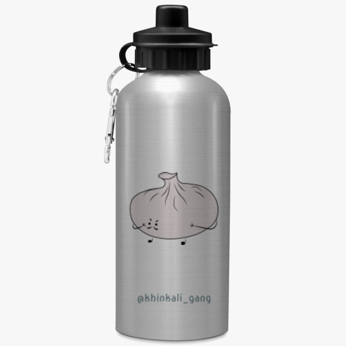 Бутылка с карабином (500 мл) с принтом Любителям хинкали