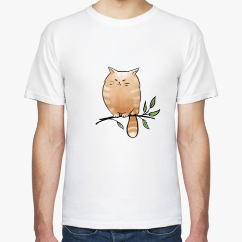 Футболка с принтом Кот Мягкот, рыжий живот!