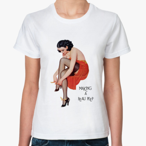 Классическая футболка с принтом Pin-Up Girl