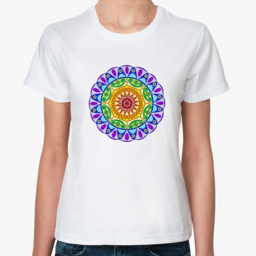 Классическая футболка Rainbow mandala