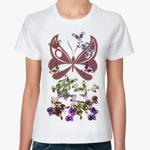 Классическая футболка с принтом Бабочки