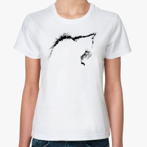 Классическая футболка с принтом Силуэт кошки