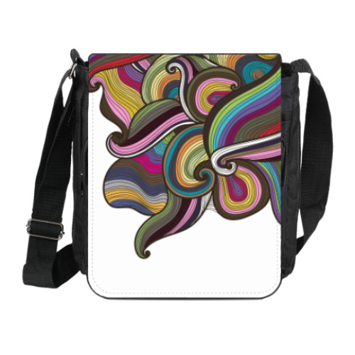 Сумка на плечо (мини-планшет) с принтом Абстрактные волны радуга