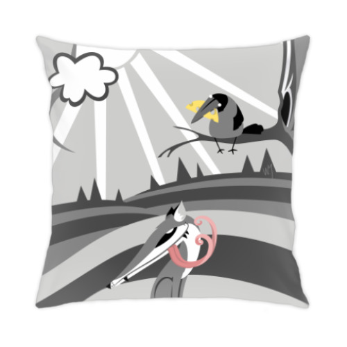 Подушка Ворона и лисица